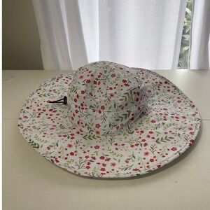 Gardenline Womens Floral Wide Brim Nylon Sun Hat Mesh Vent Adjustable OS